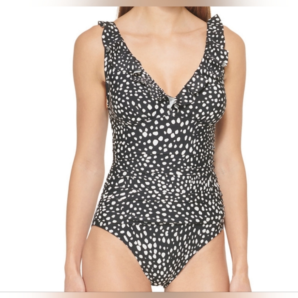 DKNY Ruffled Trim Tummy Control Women's Swimsuit Size 4